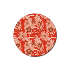 Folk Floral Pattern  Abstract Flowers Print  Seamless Pattern Rubber Coaster (round)  by Eskimos