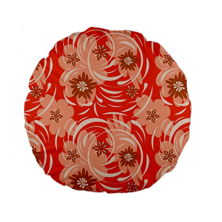 Folk floral pattern. Abstract flowers print. seamless pattern Standard 15  Premium Round Cushions