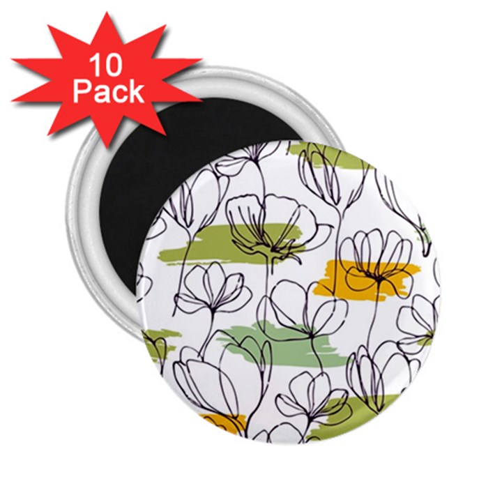 Flower Line Art Color Seamless Pattern 2.25  Magnets (10 pack) 