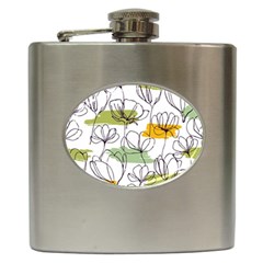 Flower Line Art Color Seamless Pattern Hip Flask (6 Oz) by Kizuneko