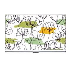 Flower Line Art Color Seamless Pattern Business Card Holder by Kizuneko