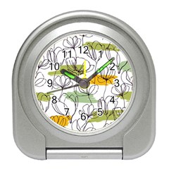 Flower Line Art Color Seamless Pattern Travel Alarm Clock by Kizuneko