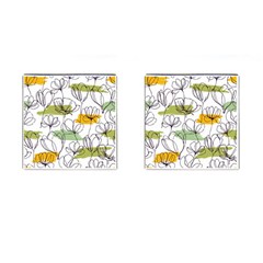 Flower Line Art Color Seamless Pattern Cufflinks (square) by Kizuneko