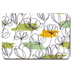 Flower Line Art Color Seamless Pattern Large Doormat  by Kizuneko