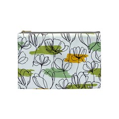 Flower Line Art Color Seamless Pattern Cosmetic Bag (medium)