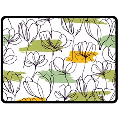 Flower Line Art Color Seamless Pattern Fleece Blanket (large)  by Kizuneko