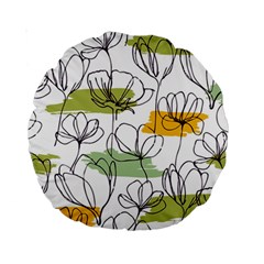 Flower Line Art Color Seamless Pattern Standard 15  Premium Round Cushions by Kizuneko