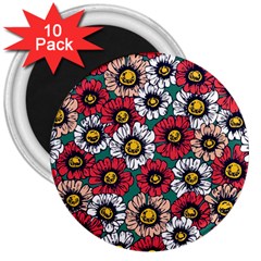 Daisy Colorfull Seamless Pattern 3  Magnets (10 Pack) 