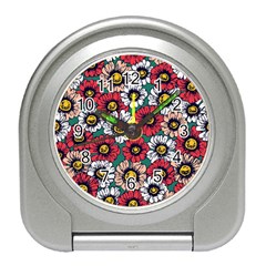 Daisy Colorfull Seamless Pattern Travel Alarm Clock by Kizuneko