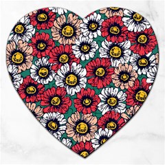 Daisy Colorfull Seamless Pattern Jigsaw Puzzle (heart)