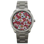 Daisy Colorfull Seamless Pattern Sport Metal Watch Front