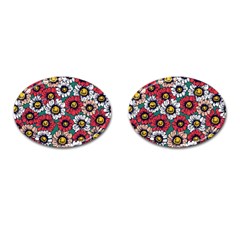 Daisy Colorfull Seamless Pattern Cufflinks (oval) by Kizuneko