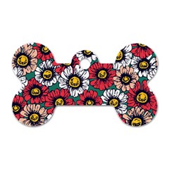 Daisy Colorfull Seamless Pattern Dog Tag Bone (two Sides) by Kizuneko