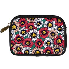 Daisy Colorfull Seamless Pattern Digital Camera Leather Case by Kizuneko