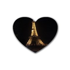 Tour Eiffel Paris Nuit Rubber Coaster (heart)  by kcreatif