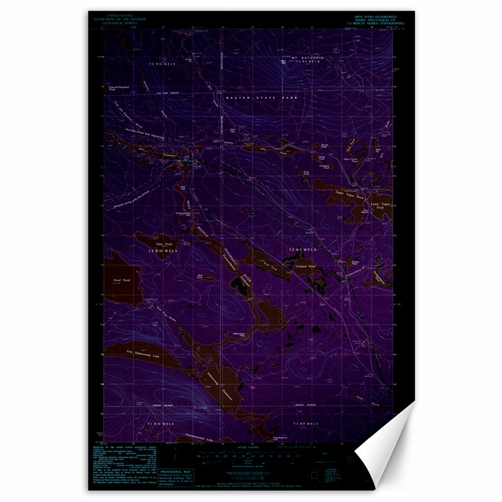 Maine Usgs Historical Map Abol Pond 104859 1988 24000 Inversion Restoration Canvas 12  x 18 