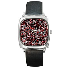 Patterntachesrougeblancnoir75 Square Metal Watch