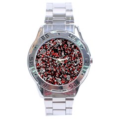 Patterntachesrougeblancnoir75 Stainless Steel Analogue Watch