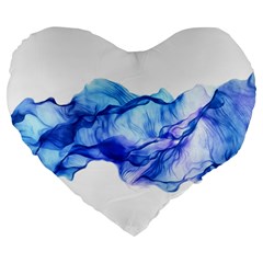 Blue Smoke Large 19  Premium Heart Shape Cushions by goljakoff