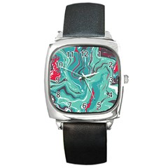 Vector Vivid Marble Pattern 2 Square Metal Watch by goljakoff