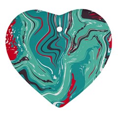 Vector Vivid Marble Pattern 2 Heart Ornament (two Sides) by goljakoff