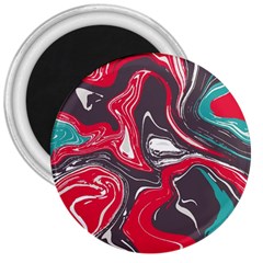 Red Vivid Marble Pattern 3 3  Magnets by goljakoff