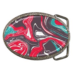 Red Vivid Marble Pattern 3 Belt Buckles by goljakoff