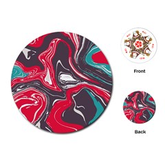 Red Vivid Marble Pattern 3 Playing Cards Single Design (round) by goljakoff