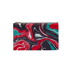 Red Vivid Marble Pattern 3 Cosmetic Bag (small) by goljakoff