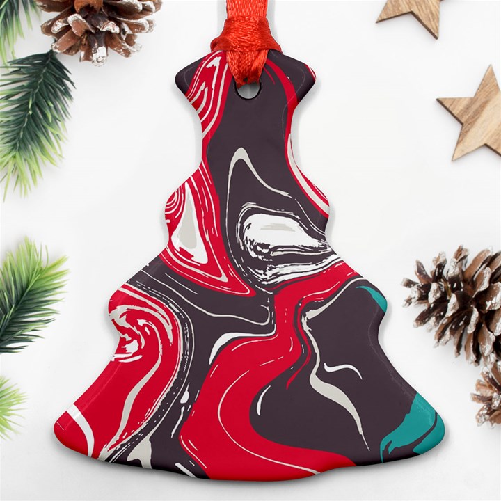 Red Vivid Marble Pattern 3 Ornament (Christmas Tree) 