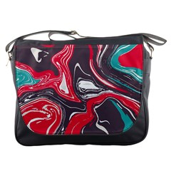 Red Vivid Marble Pattern 3 Messenger Bag by goljakoff