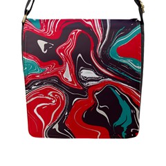 Red Vivid Marble Pattern 3 Flap Closure Messenger Bag (l) by goljakoff