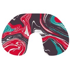 Red Vivid Marble Pattern 3 Travel Neck Pillow by goljakoff