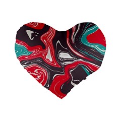 Red Vivid Marble Pattern 3 Standard 16  Premium Flano Heart Shape Cushions by goljakoff