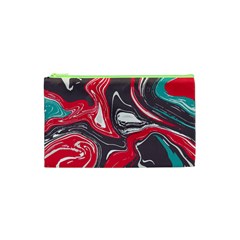 Red Vivid Marble Pattern 3 Cosmetic Bag (xs) by goljakoff