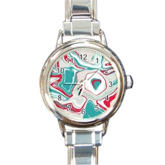 Vector Vivid Marble Pattern 4 Round Italian Charm Watch by goljakoff