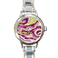 Vector Vivid Marble Pattern 5 Round Italian Charm Watch by goljakoff