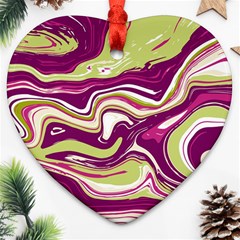 Vector Vivid Marble Pattern 5 Heart Ornament (two Sides) by goljakoff