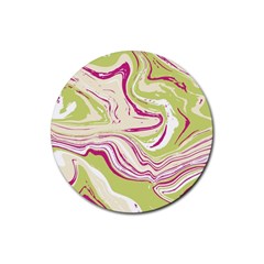 Green Vivid Marble Pattern 6 Rubber Round Coaster (4 Pack)  by goljakoff