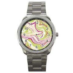 Green Vivid Marble Pattern 6 Sport Metal Watch by goljakoff