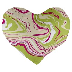 Green Vivid Marble Pattern 6 Large 19  Premium Heart Shape Cushions by goljakoff