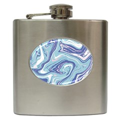 Blue Vivid Marble Pattern 9 Hip Flask (6 Oz) by goljakoff