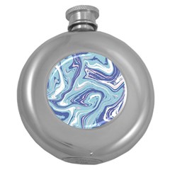 Blue Vivid Marble Pattern 9 Round Hip Flask (5 Oz) by goljakoff