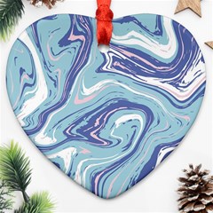 Blue Vivid Marble Pattern 9 Heart Ornament (two Sides) by goljakoff