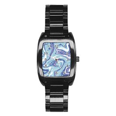 Blue Vivid Marble Pattern 9 Stainless Steel Barrel Watch by goljakoff