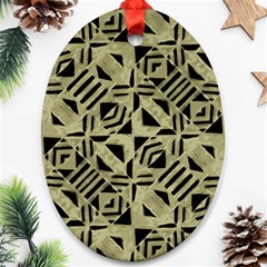 Linear Geometric Print Pattern Mosaic 2 Ornament (oval)