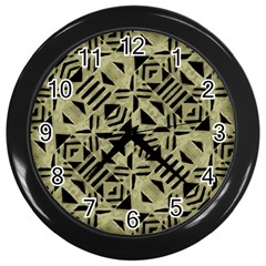 Linear Geometric Print Pattern Mosaic 2 Wall Clock (black) by dflcprintsclothing