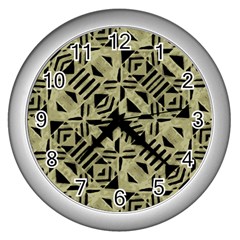 Linear Geometric Print Pattern Mosaic 2 Wall Clock (silver) by dflcprintsclothing