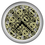 Linear Geometric Print Pattern Mosaic 2 Wall Clock (Silver) Front