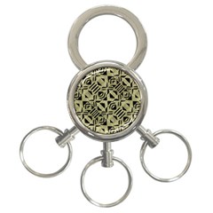 Linear Geometric Print Pattern Mosaic 2 3-ring Key Chain